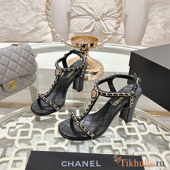 Chanel Black Sandal Heel 8.5cm - 1