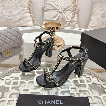 Chanel Black Sandal Heel 8.5cm