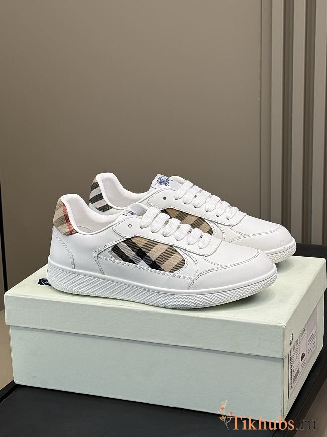 Burberry White Leather Sneakers - 1