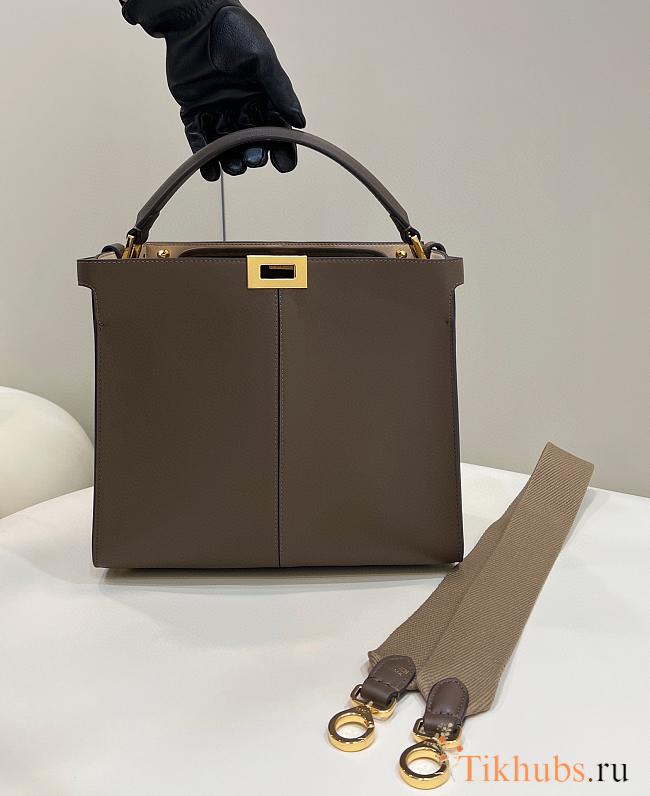 Fendi Dark Brown Leather Medium Peekaboo 30x11x27cm - 1