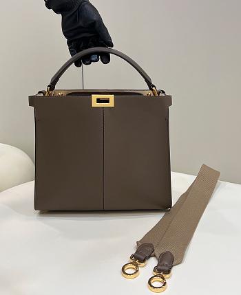 Fendi Dark Brown Leather Medium Peekaboo 30x11x27cm