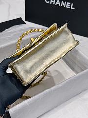 Chanel Mini Flap Bag Gold Metallic 19x13x5.5cm - 6