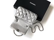Chanel Clutch With Strap Silver Lambskin 16.5x10x5cm - 6