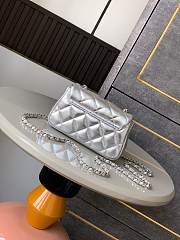 Chanel Clutch With Strap Silver Lambskin 16.5x10x5cm - 3