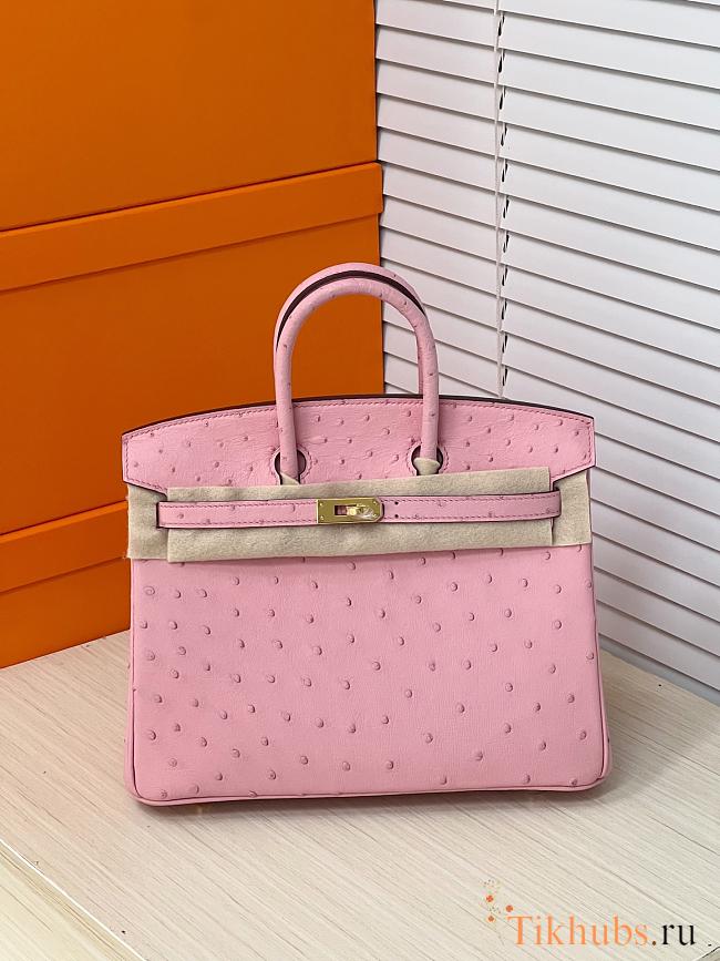 Hermes Birkin 25 Bag Pink Ostrich Gold 25cm - 1