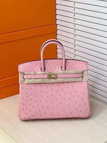 Hermes Birkin 25 Bag Pink Ostrich Gold 25cm