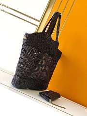YSL Icare In Raffia Maxi Shopping Bag Black 55x43x5cm - 5