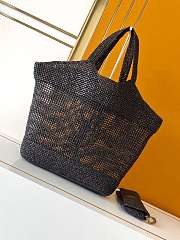 YSL Icare In Raffia Maxi Shopping Bag Black 55x43x5cm - 3