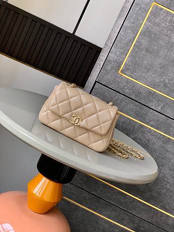 Chanel Clutch With Strap Beige Lambskin 16.5x10x5cm