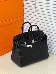 Hermes Birkin 25 Bag Black Ostrich Silver 25cm - 6