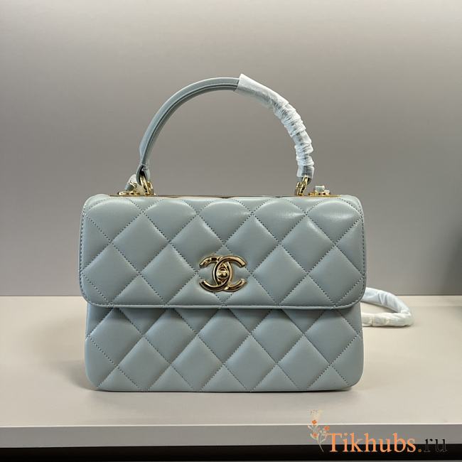 Chanel Trendy Top Handle Light Blue Lambskin Bag 25cm - 1