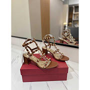 Valentino Garavani Rockstud Heeled Sandals Brown 6cm - 1