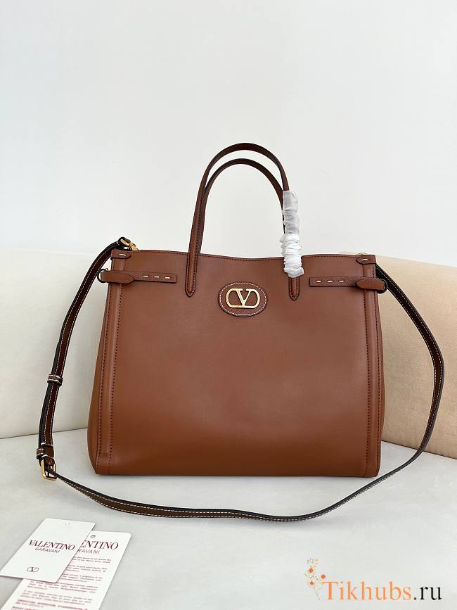 Valentino Garavani Antibes Medium Shopping Bag Brown 35x29x18cm - 1