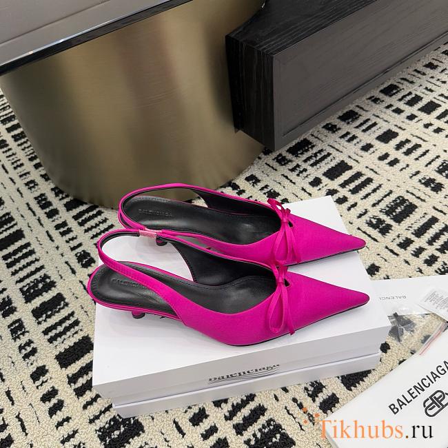Balenciaga Knife Slingback Kitten Heels Rose Fuchsia 4cm - 1