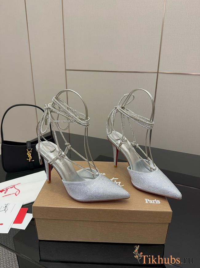 Christian Louboutin Astrid 85 Crystal Silver Heel - 1
