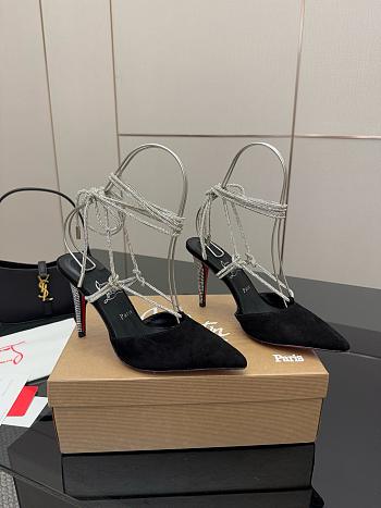 Christian Louboutin Astrid 85 Crystal Black Velvet Heeled
