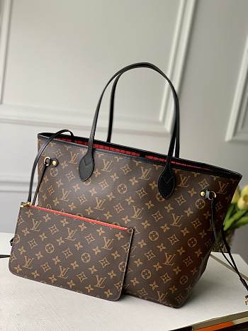 Louis Vuitton LV Neverfull MM Monogram Black Strap 32x27x14cm