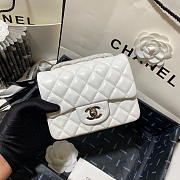 Chanel Mini Flap Bag White Silver Lambskin 17cm - 5