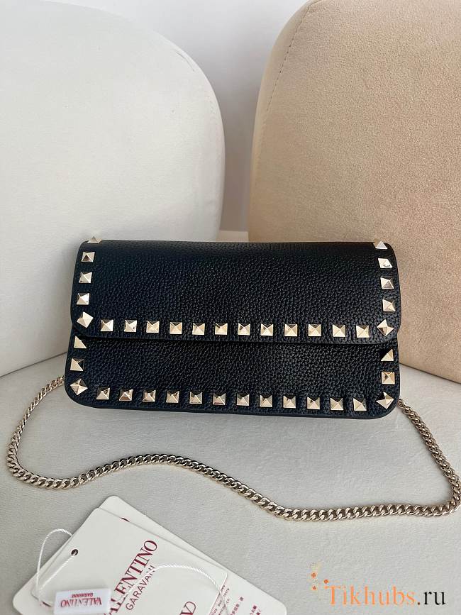 Valentino Garavani Rockstud Wallet On Chain Black 21x6x11cm - 1
