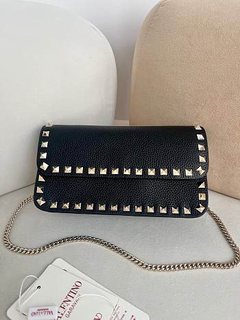Valentino Garavani Rockstud Wallet On Chain Black 21x6x11cm