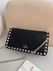 Valentino Garavani Rockstud Wallet On Chain Black 21x6x11cm - 2