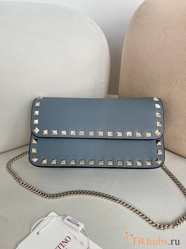Valentino Garavani Rockstud Wallet On Chain Blue 21x6x11cm - 1
