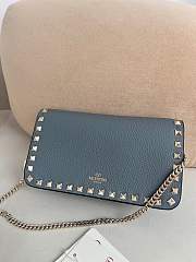 Valentino Garavani Rockstud Wallet On Chain Blue 21x6x11cm - 3