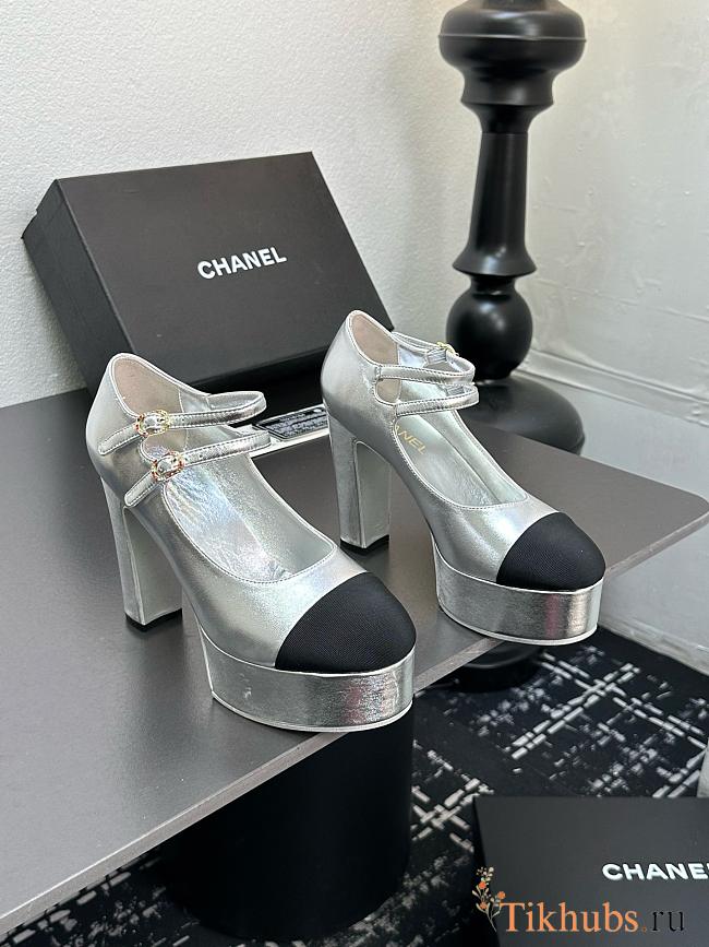 Chanel Mary Janes Silver Heel 12.5cm - 1