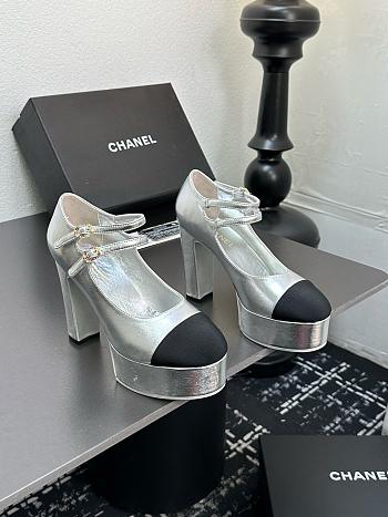 Chanel Mary Janes Silver Heel 12.5cm
