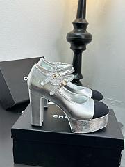 Chanel Mary Janes Silver Heel 12.5cm - 4