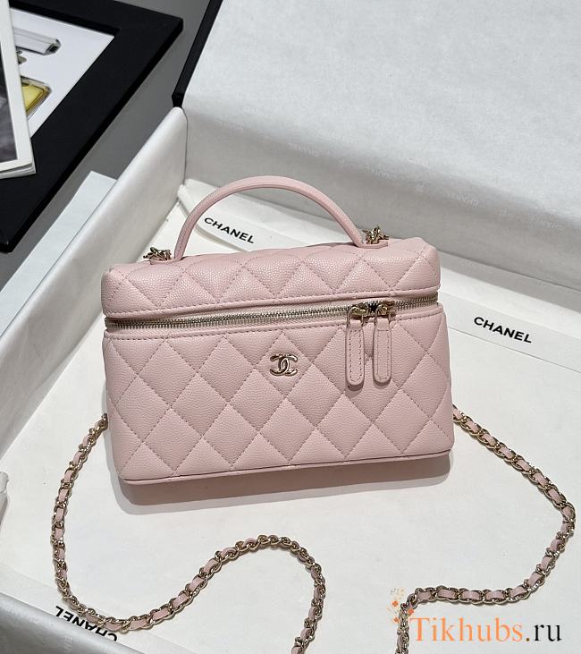 Chanel Top Handle Vanity Case Pink Caviar 17x19.5x5.5cm - 1