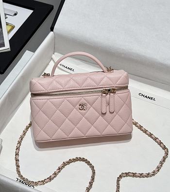 Chanel Top Handle Vanity Case Pink Caviar 17x19.5x5.5cm