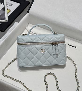 Chanel Top Handle Vanity Case Blue Caviar 17x19.5x5.5cm