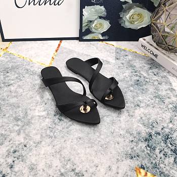 YSL Tanger Satin Sandals Black