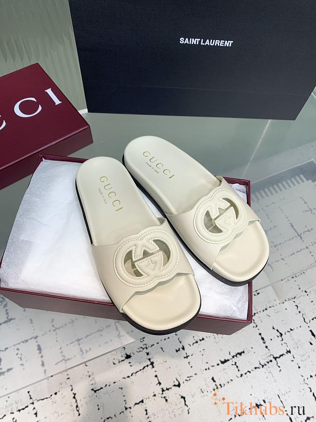 Gucci White Slides - 1
