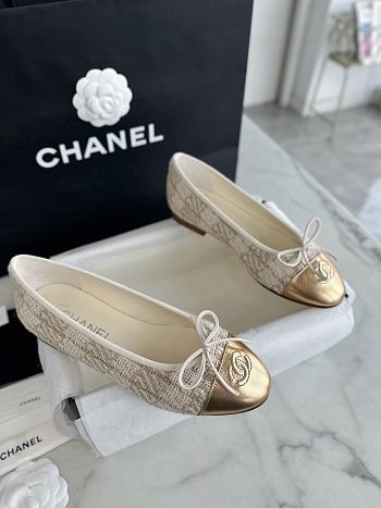 Chanel Ballet Flats Multiple Beige Tweed