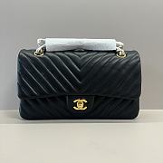 Chanel Medium Flap Bag Chevron Lambskin Black Gold 25cm - 1