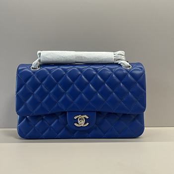 Chanel Medium Flap Bag Electric Blue Silver Lambskin 25cm