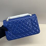Chanel Medium Flap Bag Electric Blue Silver Lambskin 25cm - 5