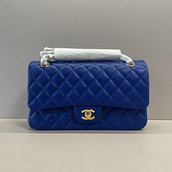 Chanel Medium Flap Bag Electric Blue Gold Lambskin 25cm