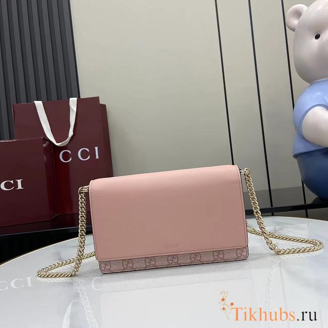 Gucci GG Emblem Wallet On Chain Pink 20x13x4cm - 1