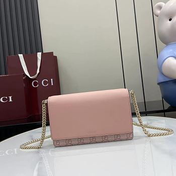 Gucci GG Emblem Wallet On Chain Pink 20x13x4cm