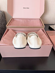 Miu Miu Ruches Nappa Leather White Loafers - 5