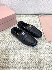 Miu Miu Ruches Nappa Leather Black Loafers - 1