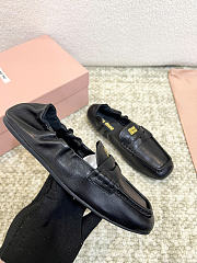 Miu Miu Ruches Nappa Leather Black Loafers - 5