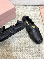 Miu Miu Ruches Nappa Leather Black Loafers - 4