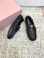Miu Miu Ruches Nappa Leather Black Loafers - 3