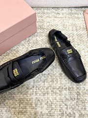 Miu Miu Ruches Nappa Leather Black Loafers - 2