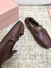 Miu Miu Ruches Nappa Leather Brown Loafers - 4
