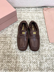 Miu Miu Ruches Nappa Leather Brown Loafers - 3